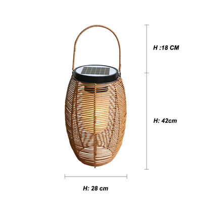 Rattan ngoài trời đèn mặt trời dệt đèn lồng chống nước cho cảnh quan vườn
