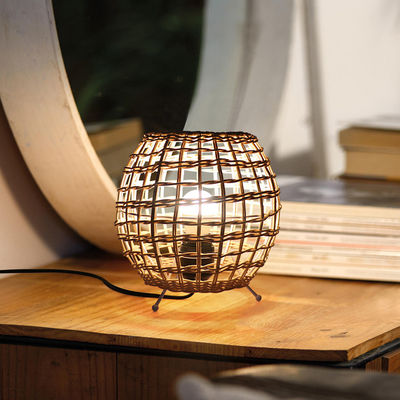nhỏ sáng tạo đèn bàn rattan bóng rattan nghệ thuật rattan dệt phòng ngủ trang trí đèn bàn