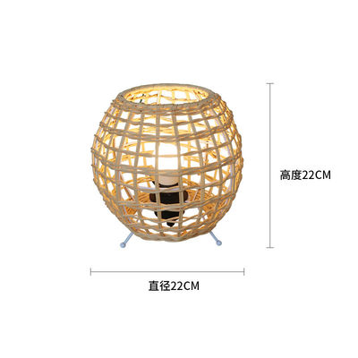 nhỏ sáng tạo đèn bàn rattan bóng rattan nghệ thuật rattan dệt phòng ngủ trang trí đèn bàn