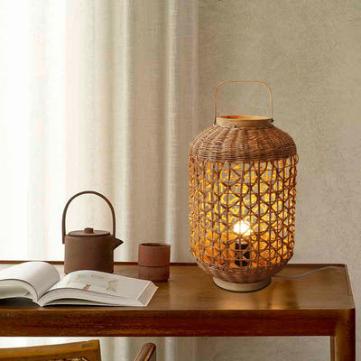 Retro Hemp dây Rattan dệt đèn bóng cho phòng khách phòng ngủ