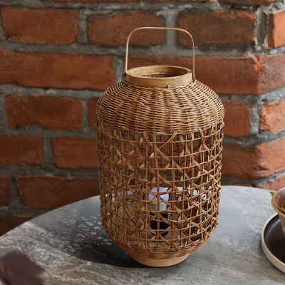 Retro Hemp dây Rattan dệt đèn bóng cho phòng khách phòng ngủ