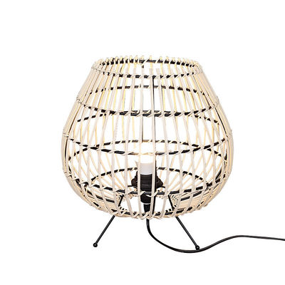 Đèn giường phòng ngủ theo phong cách Trung Quốc, đèn bầu không khí phòng trà, đèn bàn rattan