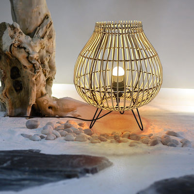 Đèn giường phòng ngủ theo phong cách Trung Quốc, đèn bầu không khí phòng trà, đèn bàn rattan