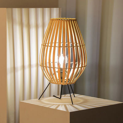 Đèn giường phòng ngủ theo phong cách Trung Quốc, đèn bầu không khí phòng trà, đèn bàn rattan