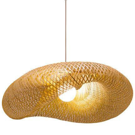 Vàng Rattan Chandelier Pendant Light tay dệt phong cách nông thôn với chiều cao điều chỉnh cho sử dụng trong nhà