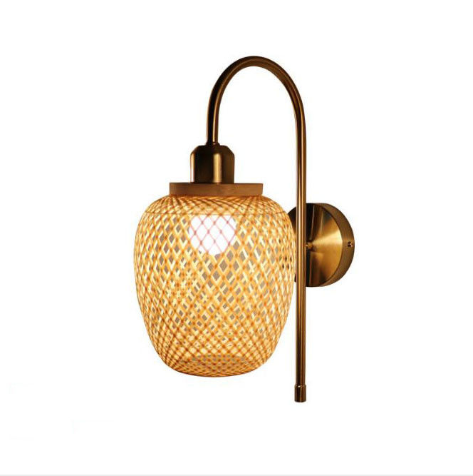 Đèn tường rattan gỗ xoắn Nodic Để trang trí phòng ngủ phòng khách