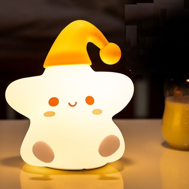Quà tặng sáng tạo Stars đèn silicone pat phòng ngủ cạnh giường dẫn ánh sáng đêm nhỏ quà sinh nhật dễ thương của trẻ em