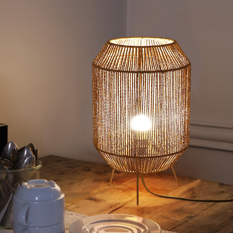 Chiếc đèn bàn rattan cổ điển, Đèn bàn Wabi Sabi thủ công cho gia đình