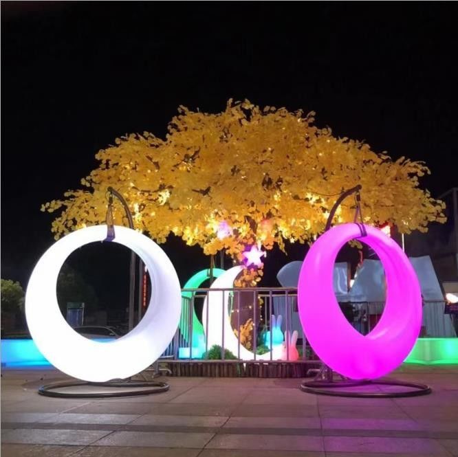 Giải trí ngoài trời màu sắc treo ghế đu chiếu sáng điều khiển từ xa LED chiếu sáng swing